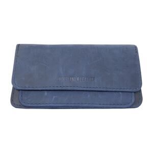 Portland Leather Lily Wristlet Wallet Clutch Deep Water Blue Pockets Strap